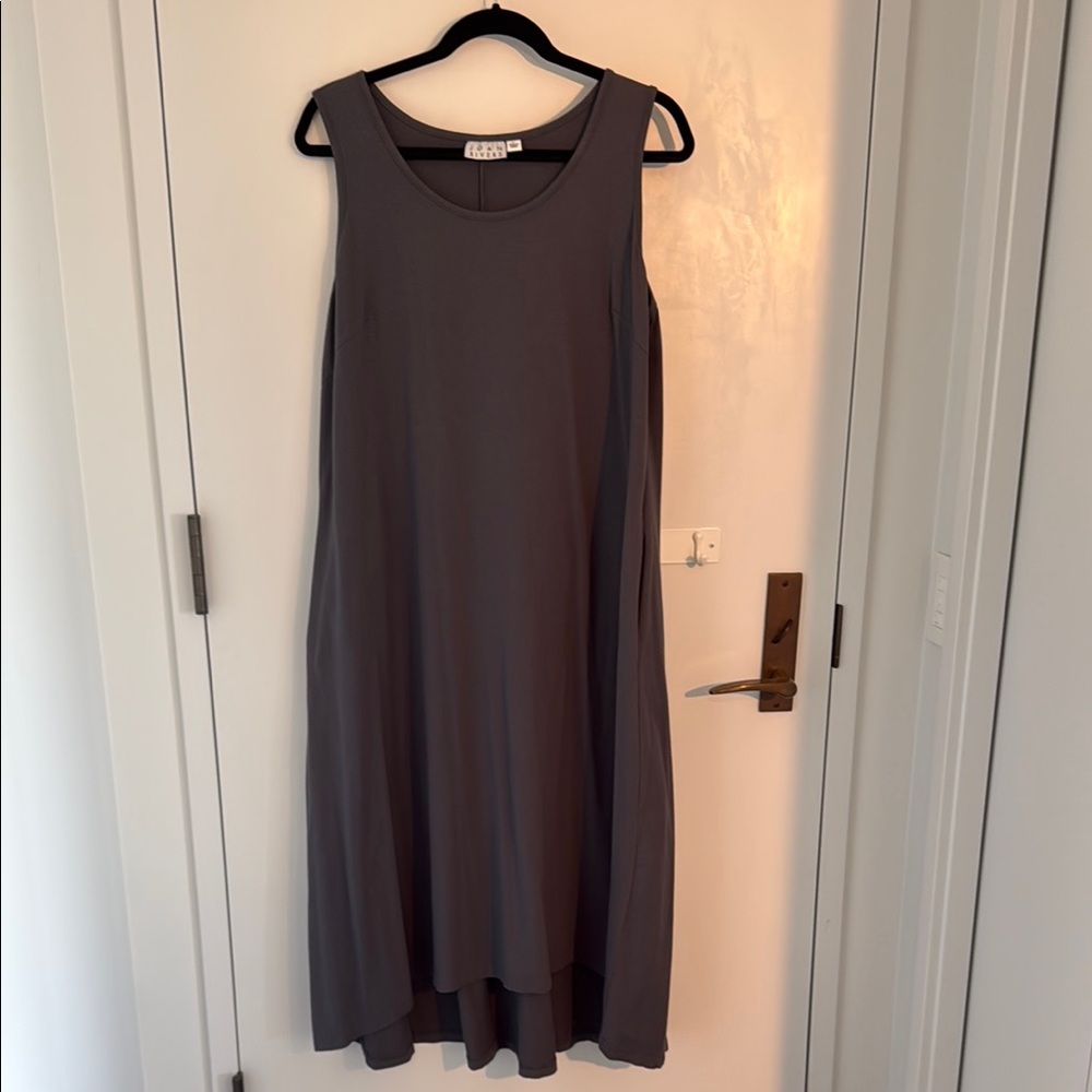 Joan Rivers Gray Long Hi/Lo Scoop Neck Sundress